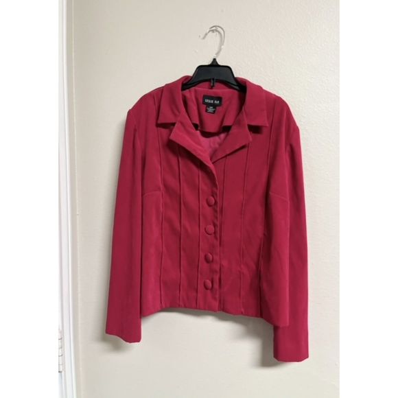 Leslie Fay Jacket - Pink Faux Suede Button Front Blazer Jacket Women Size 12 - Picture 9 of 10